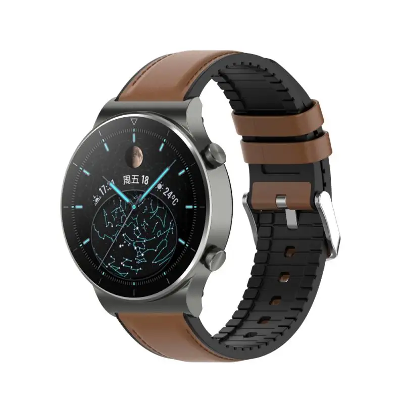 

Smart Accessories Sweatproof Silicone Strap Leather Strap Replaceable Unisex Watchband For Huawei Watch Gt2 Waterproof