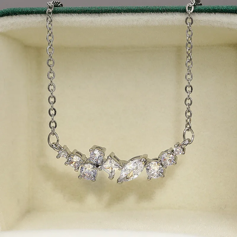 TOBILO High Quality Silver Color Necklace Women Wedding Bands Jewelry Modern Female Necklaces Brilliant CZ Luxury Accessories |