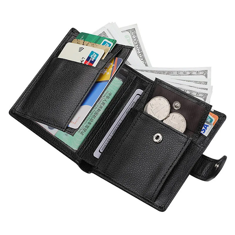 Винтажный мужской кошелек для паспорта с карманом на молнии для монет из натуральной кожи, деловой, маленький, трехскладочный, держатель карты короткий.