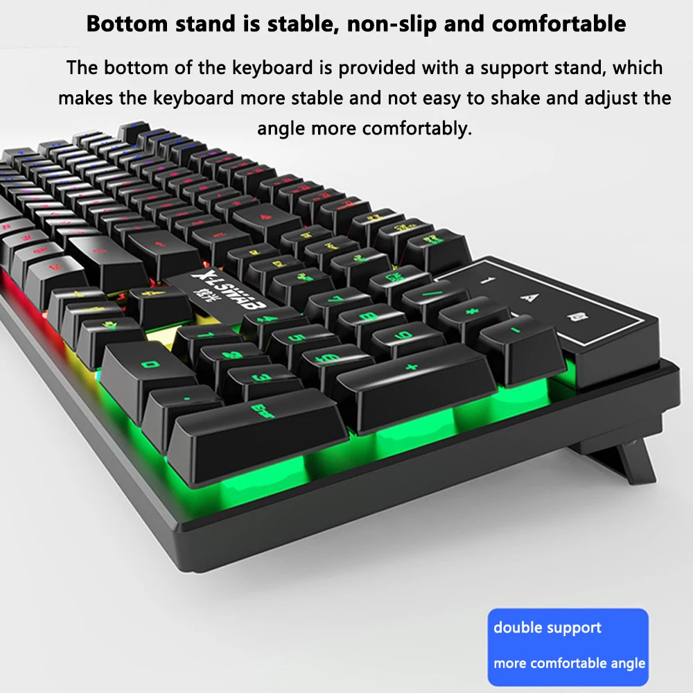 usb wired keyboard mouse headset set mechanical feel keyboard with backlight gaming mouse kit for gamers desktop laptop offices free global shipping