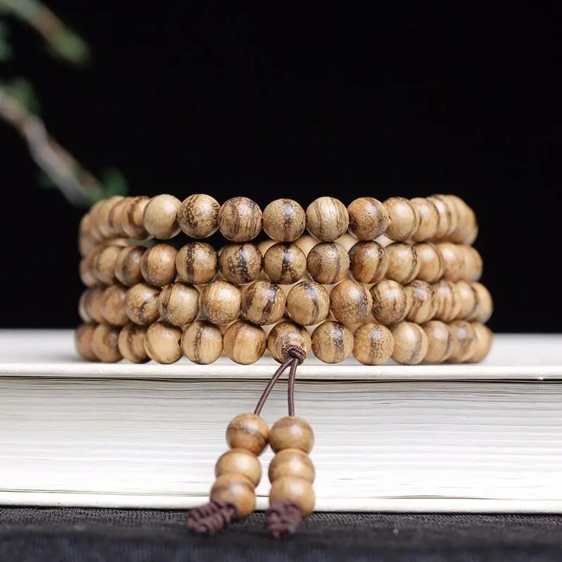 

SNQP Chenxiang Hand Chain Old Material Wooden Buddha Bead Bracelet For Men And Women Lovers Jewelry Wood Cultural