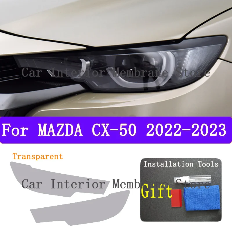 Для MAZDA CX-50 CX50 2022 2023 внешняя фара автомобиля защита от царапин передняя лампа ТИНТ