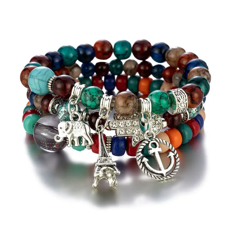 

Boho Multicolor Glass Bead Bracelet for Women Fashion Pendant Multilayer Bracelet Fine Jewelry Accessories Gift