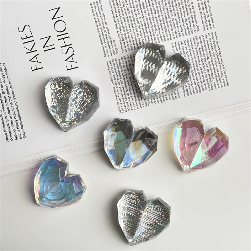 

Korea Transparent Color Heart Shape Foldable Elastic Grip Tok Phone Holder Finger Ring Socket Talk Holder for Iphone Huawei