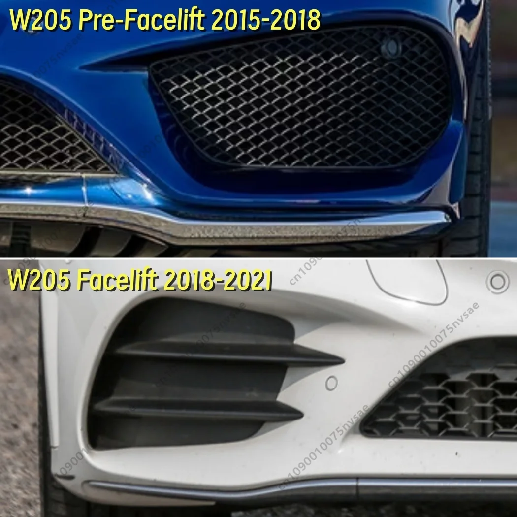 Фото 3 шт. для Mercedes C Class W205 C205 S205 C160 C200 C180 C300 C400 C450 AMG 2015-2021 передний бампер, разделитель губ, диффузор, комплект кузова №3