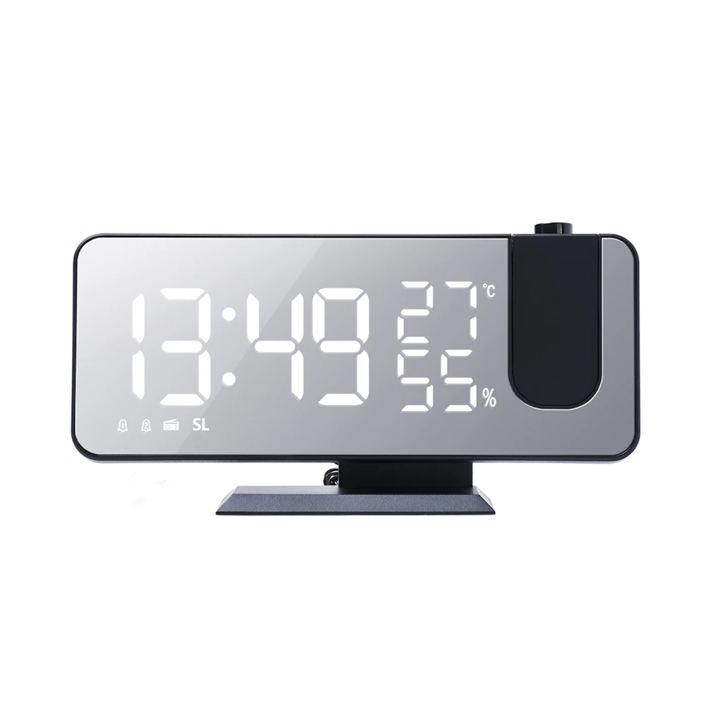 Watch Table Electronic Desktop Clocks Usb With 180° Projection Time Snooze Black
