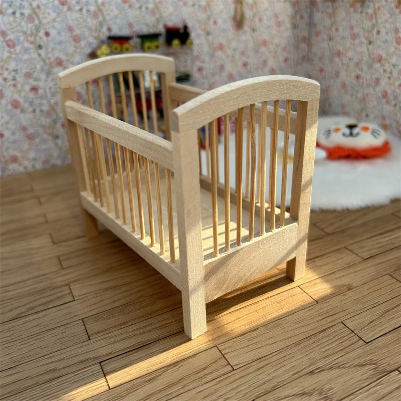 1:12 миниатюрная деревянная кроватка мебель для кукольного домика аксессуары