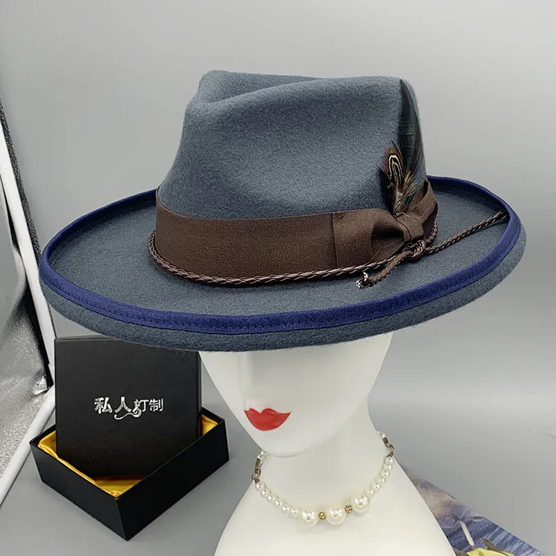 

wool fedora for women men fedoras lady hat two toned felt church hat unisex bowknot jazz hat for men and women wholesale price