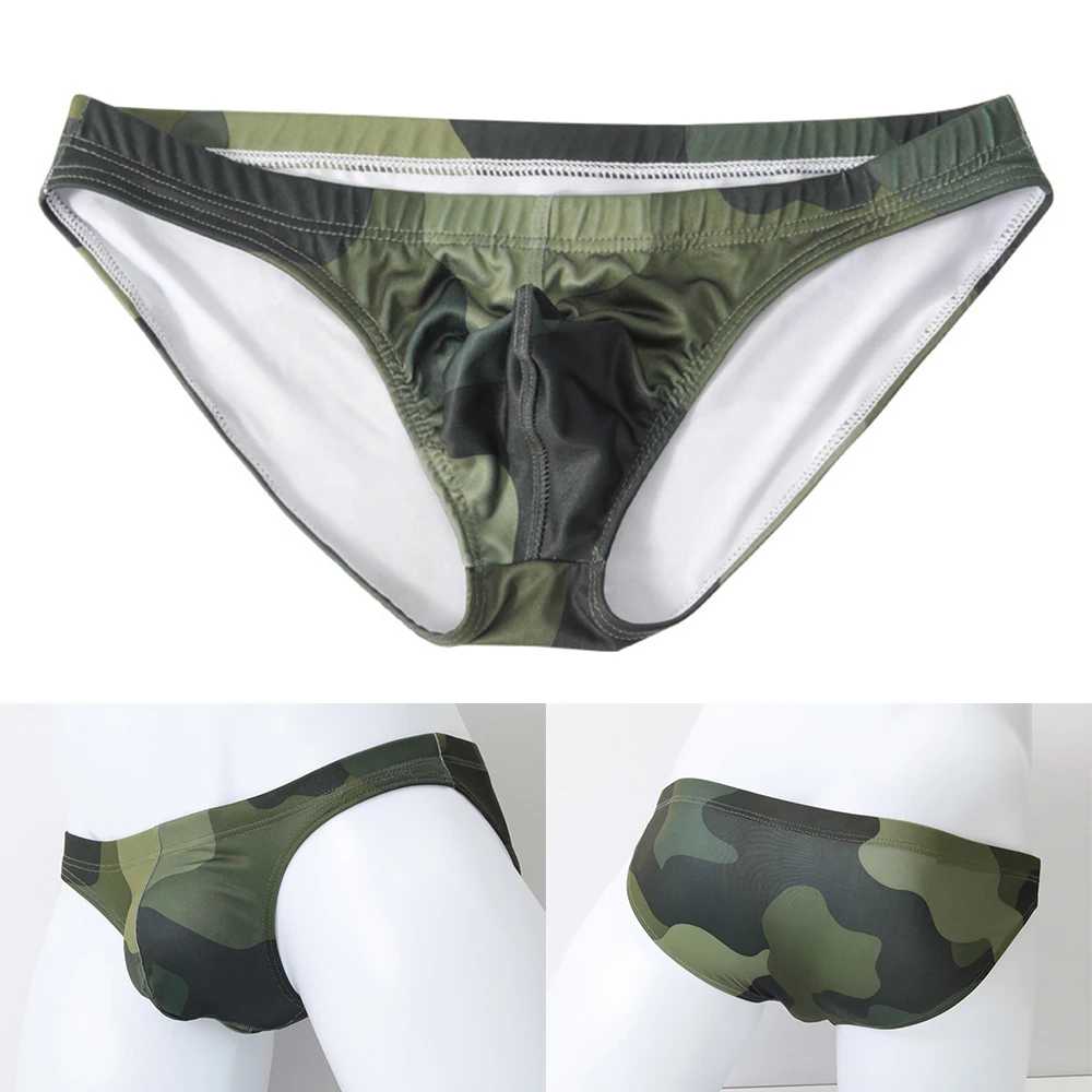 

Мужские трусы с камуфляжным принтом, брифы с низкой посадкой и выпуклым мешочком, нижнее белье, дышащие трусы, трусы
