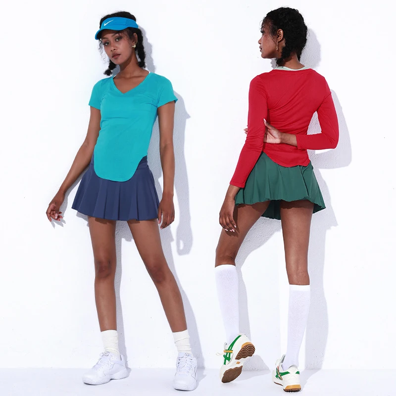 

Appok Naked fake two-piece pleated sports tennis skirt fitness yoga pocket skirt badminton sports culottes women