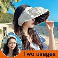 2022 summer new folding headband shell empty top outdoor sunscreen sun hat dual use headwear womens hair clips