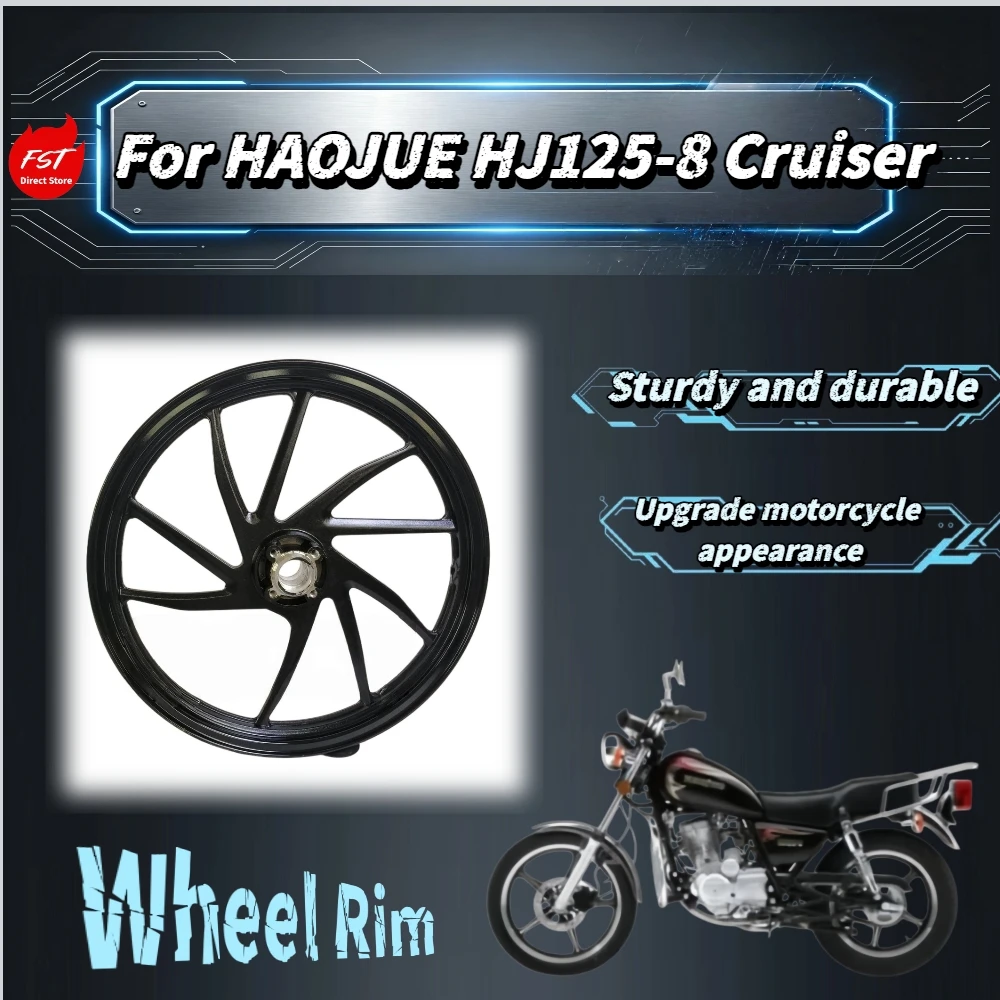 Фото Для HAOJUE HJ125‑8 18-дюймовый 10-спицевый алюминиевый обод колеса, прочный, долговечный, с барабанным тормозом, детали для улучшения внешнего вида. №1
