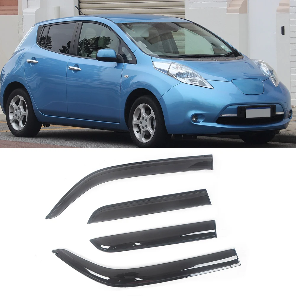 

For Nissan Leaf 2010-2016 Auto Side Window Wind Deflectors Visors Black Rain Guard Door Visor Vent Shades Dark Smoke Ventvisor
