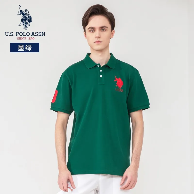 Поло США ASSN. Классическая мужская Свободная дышащая Модная рубашка-поло из 100%