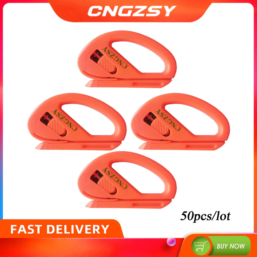 

50pcs Car Vinyl Film Mini Portable Utility Knife Paper Cutter Poster Sticker Cutting Office Stationery Safety Tools CNGZSY 50E11