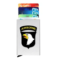 cool 101st airborne division printing anti theft id credit card holder thin aluminium metal wallets pocket case bank card box