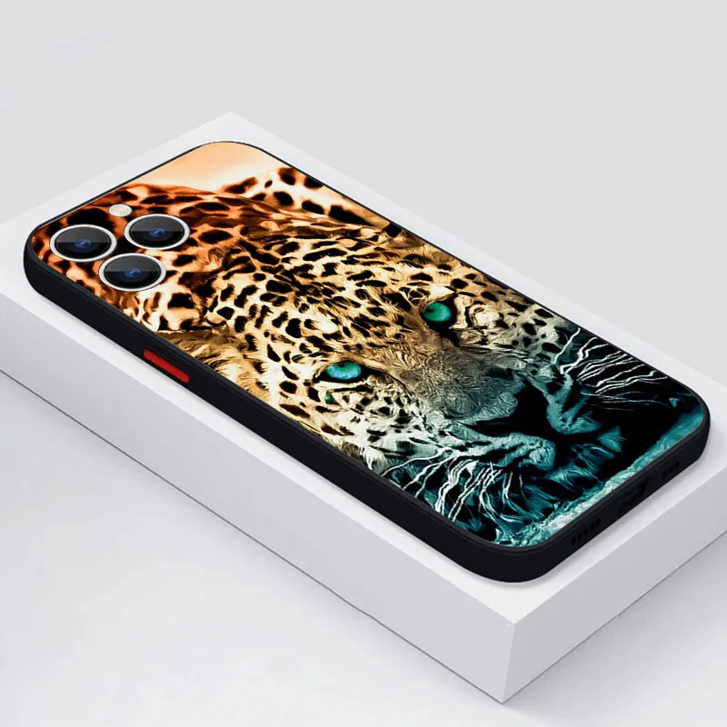 Чехол для телефона iPhone 15 Pro XS Max 14 7 8 6 6s Plus SE 11 12 13 Mini X XR Sika Thorold's Deer Leopard Черный