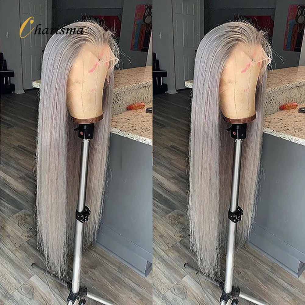 Шелковистый прямой синтетический парик на сетке спереди синтетические парики