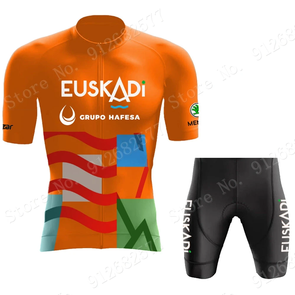Комплект одежды для велоспорта Euskaltel Euskadi Team 2022 оранжевая одежда шорты-комбинезон
