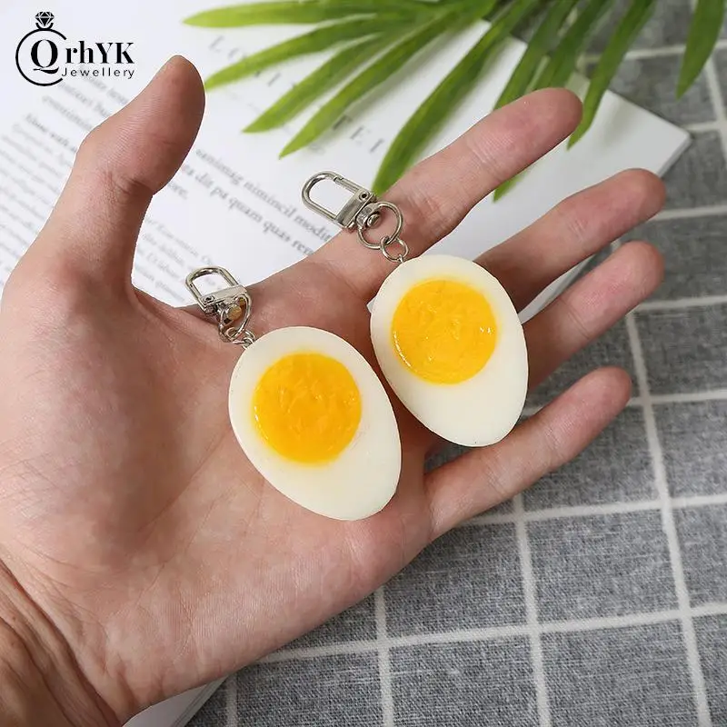 

PVC Boiled Egg Keychain Delicious Food Pendant Bag Backpack Ornament Charms Hanging Personality Bag Pendant Car Keychains Jewelr