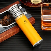 galiner metal cigar humidor holder 3 ct jar cigar case with hygrometer humidifier travel storage cigars tool tube