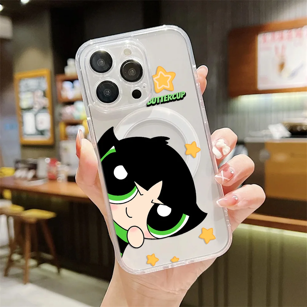 Фото Милый магнитный чехол для телефона P-Powerpuffs Girls для Samsung Galaxy S26 S25 S24 S23 S22 S21 S20 FE Edge Plus Ultra 5G, мягкий, прозрачный №4