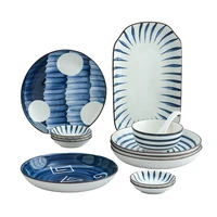 japanese style simple elegant dinnerware sets hand painted bowl dinner plate dish set ceramic porcelain tableware