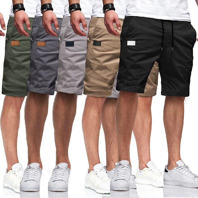 

Summer Men's Solid Straight-Leg Pants Beach Drawstring Casual Tie-Up Cotton Liner Slim Short Pant Have 4 Color Classic Style