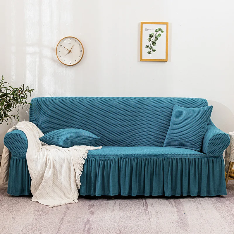 

Чехол Эластичный для дивана, на 1/2/3 места, в клетку, с юбкой