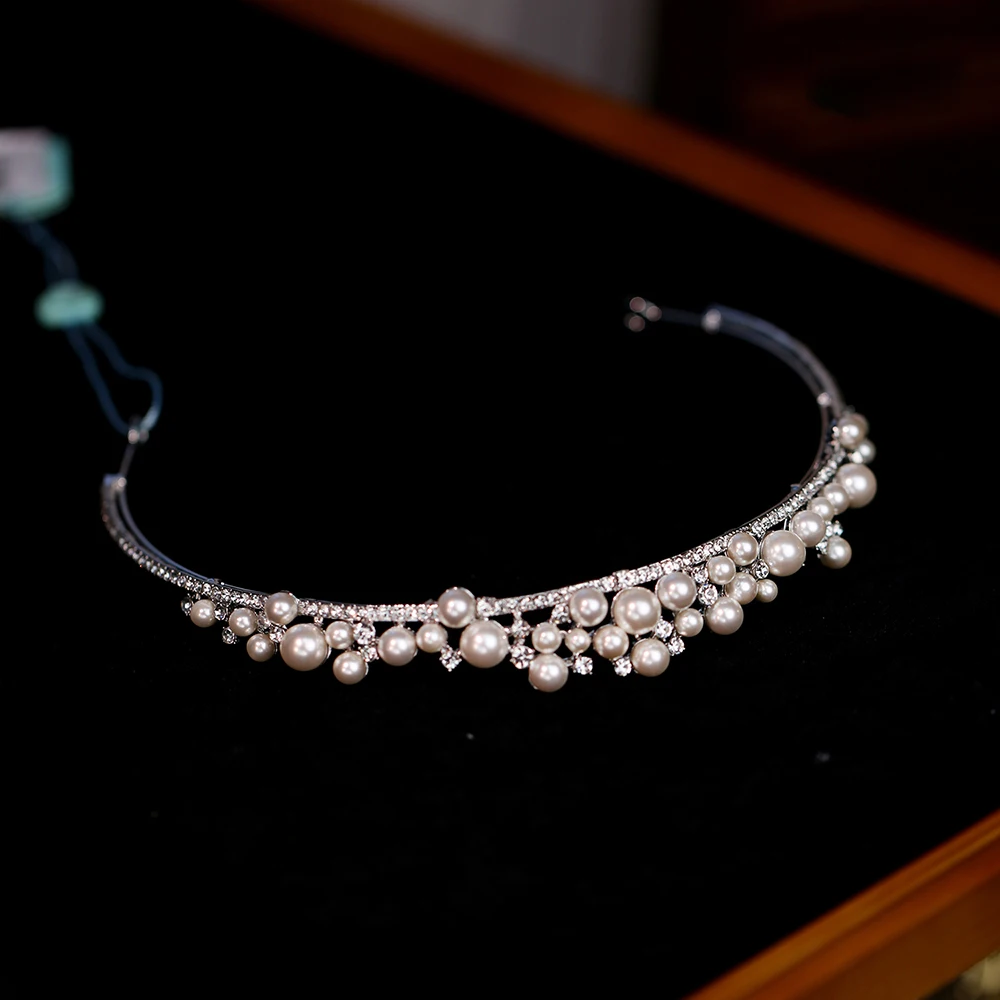 Тиары с жемчужинами в Корейском стиле свадебные блестящие головные уборы для