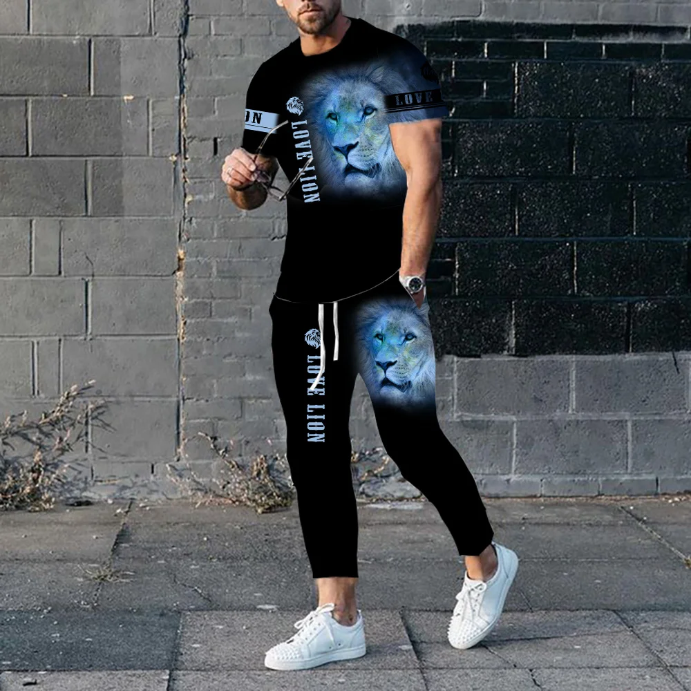 2023 Men's Clothing Tracksuit Set 2 Piece Sports Suit 3d Print Summer Casual Men Sets Outfits Short Sleeves T-shirt+Pants
