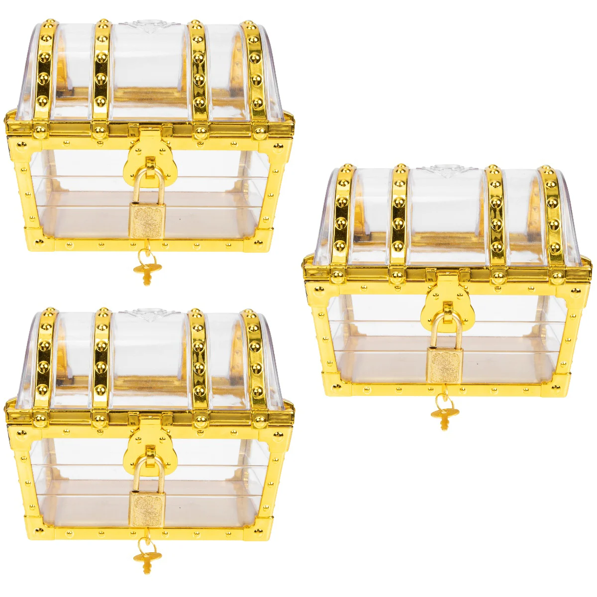 

Box Treasure Pirate Jewelry Storagesmall Transparent Trinket Vintagechild Souvenir Favor Crystaldecorative Kids Party Organizer