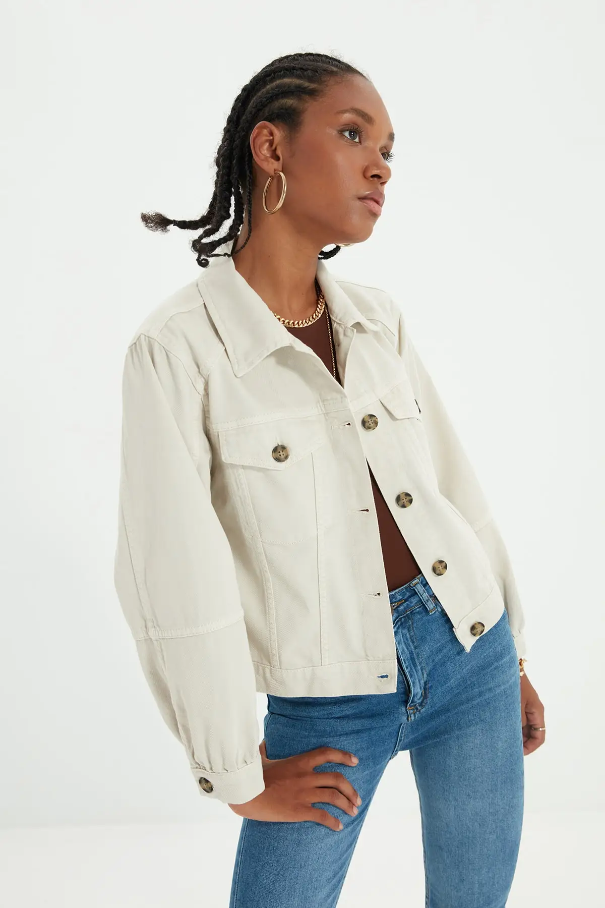 

Trendyol Button Detail Denim Jacket TWOAW22CE0140