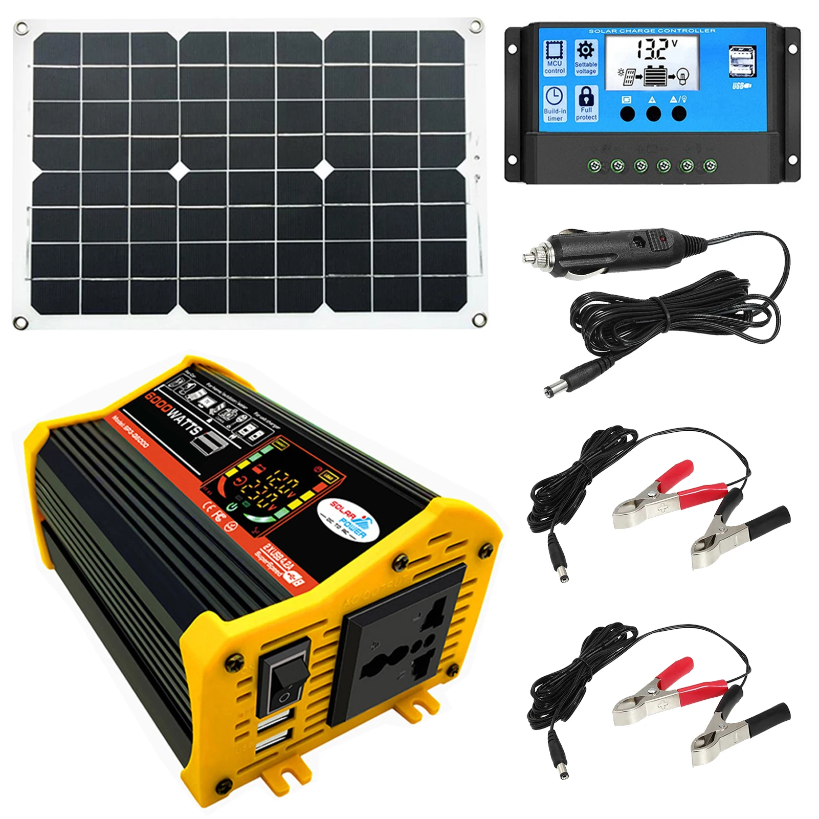 

Solar Panel Starter Kit Solar Power System with 6000W Power Inverter and panels Complete Solar Power System with Battery And
