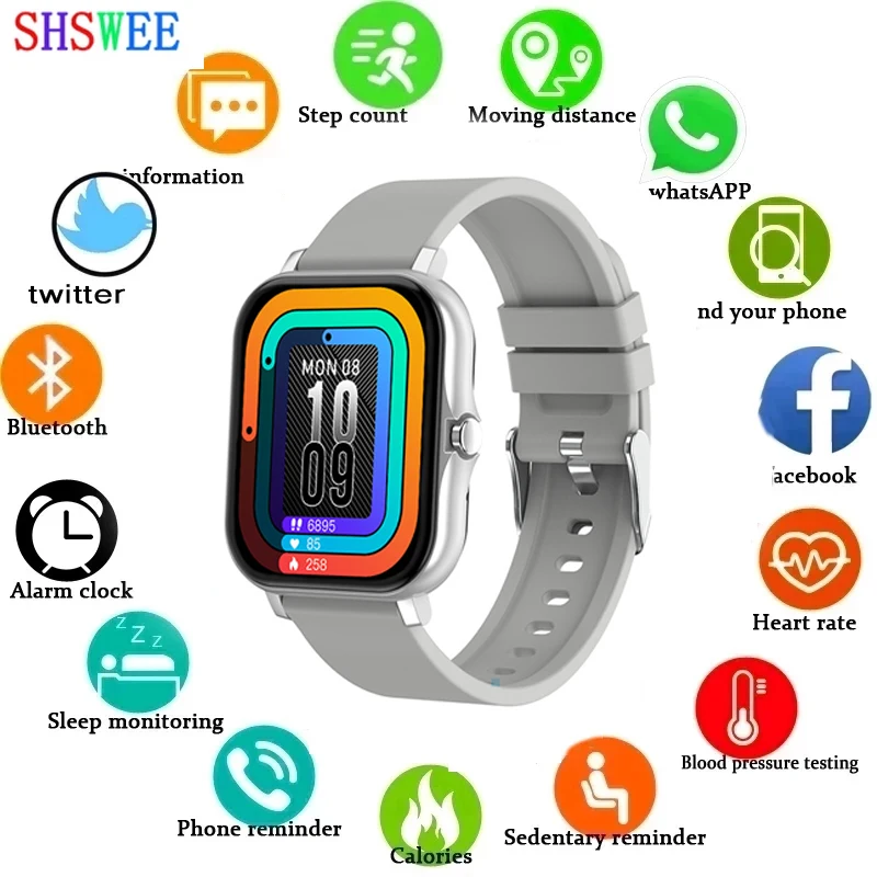 

Смарт-часы SHSWEE с сенсорным экраном 1,69 дюйма, IP68, пульсометром и Bluetooth