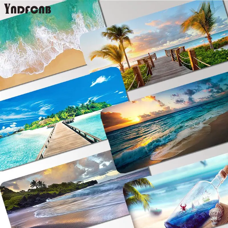 

Blue Sky Beach Custom Skin Desktop Desk Mat Kawaii Gaming Accessories Students Writing Pad Desktop Mat