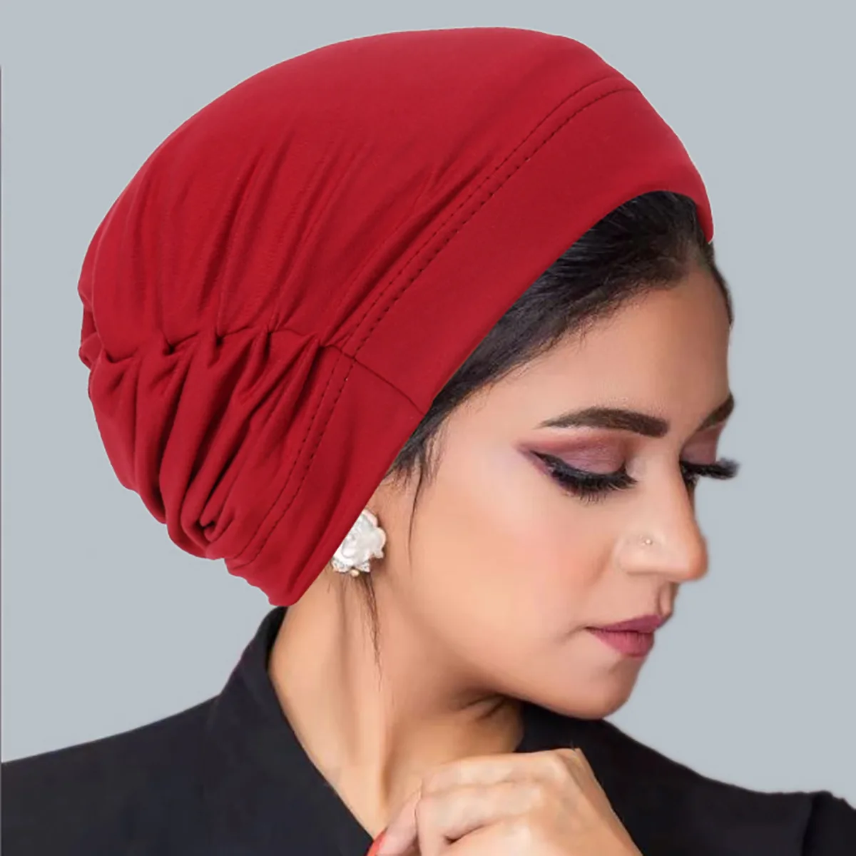 Рамадан однотонный женский мусульманский хиджаб шапки с запахом на голову