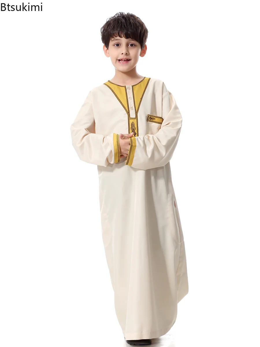 2023 Fashion Muslim Teenager Clothing Islam Men Summer Winter Eid Ramadan Prayer High Quality Elengance Party Boy's Robe Caftan