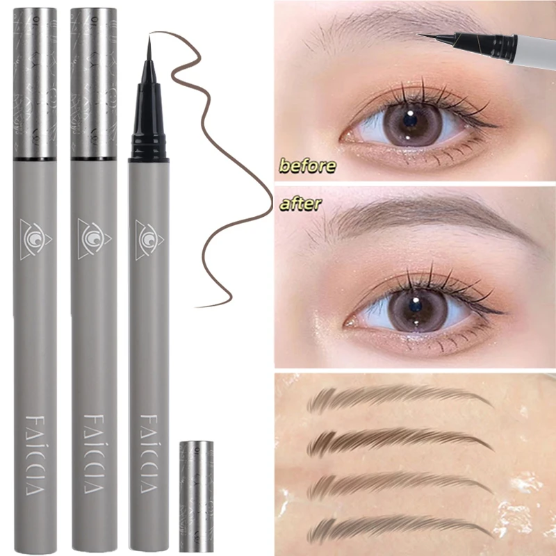 4 Colors Very Fine Lying Silkworm Eyeliner Lasting Nature Water Proof Brown Gray Water-based Eyebrow Pen