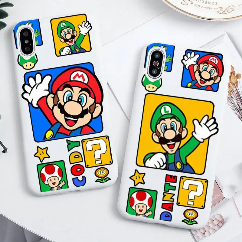 

Hot Games Super Mario Phone Case For iphone 13 12 11 Pro Max Mini XS 8 7 6 6S Plus X SE 2020 XR Candy white Silicone cover