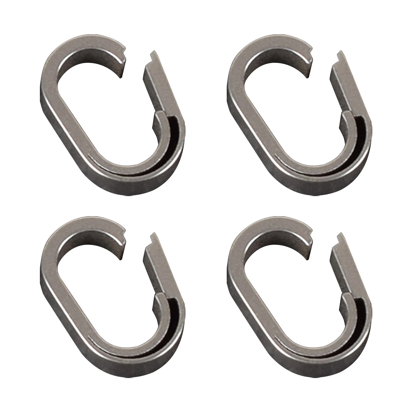 

4pcs Light Weight Titanium Alloy Side-Pushing Quick Release Anti Falling Durable Multiple Link Connect Silver Clip Key Ring