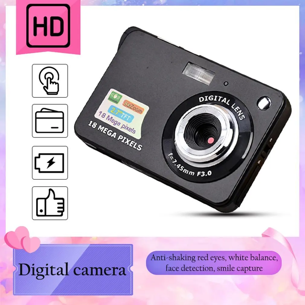 

2.7" HD 720P 18MP ZOOM Mini Digital Camera DV Video Kids Camcorder Anti-Shake Photo Camera Kids Gift