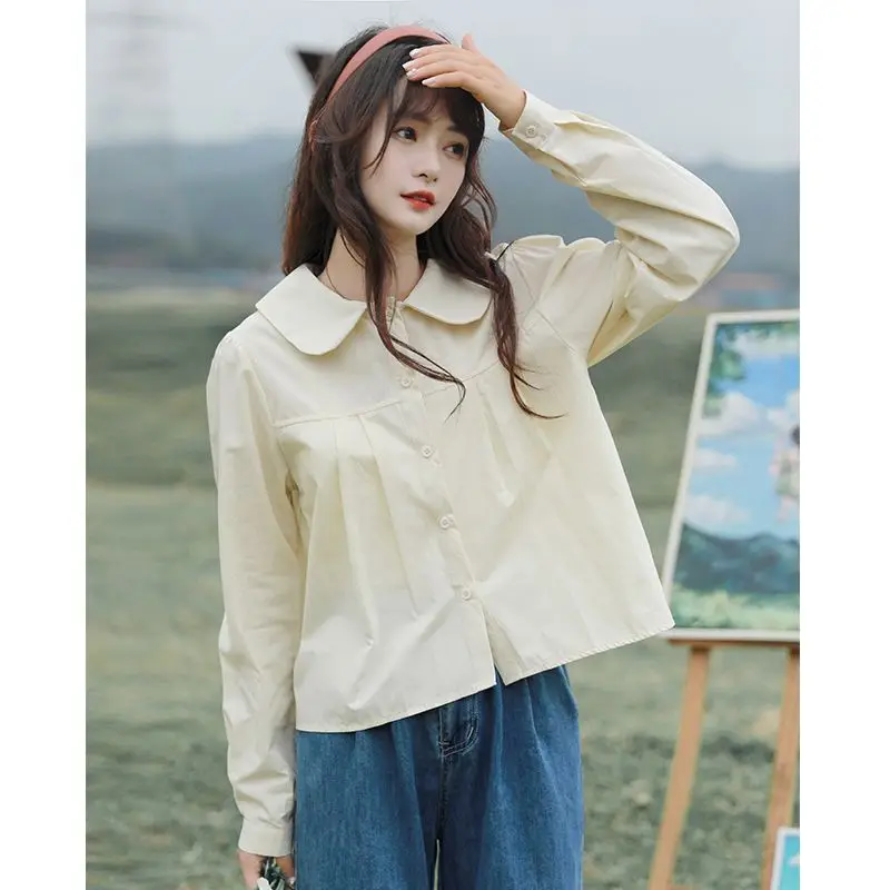 Женская рубашка с длинным рукавом Повседневная в японском стиле для осени 2024