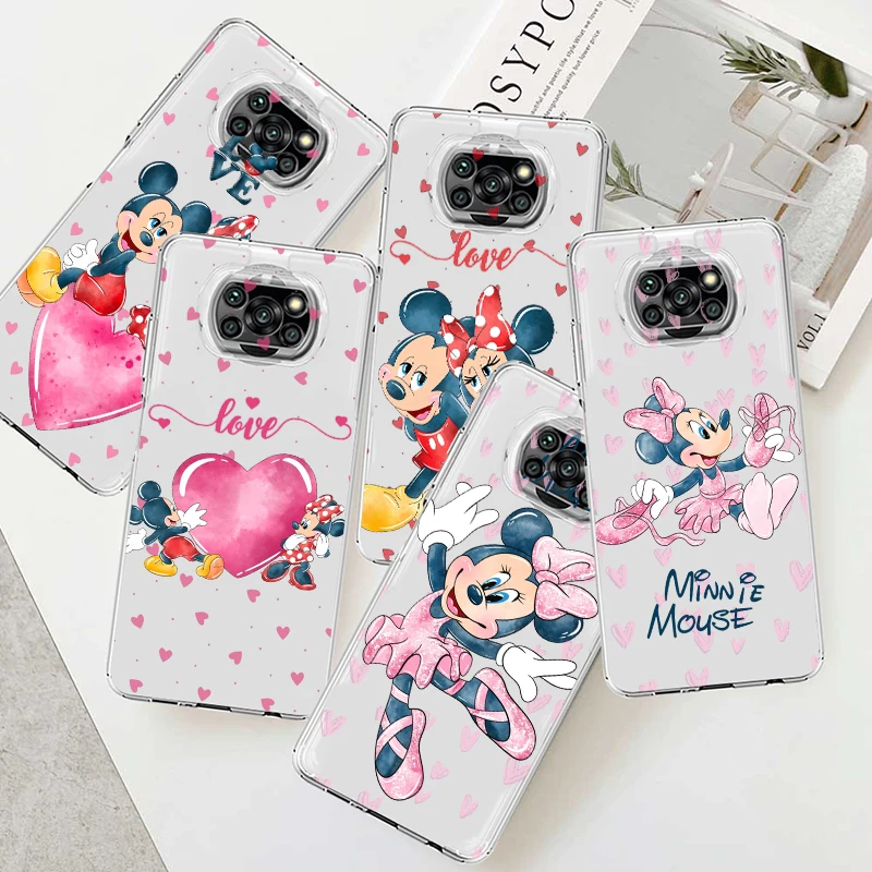 

Minnie Mickey Cartoon For Xiaomi Poco X5 C55 C50 M5 M4 X4 X3 F3 GT NFC M3 C3 M2 X2 Pro Silicone Transparent Phone Case Fundas