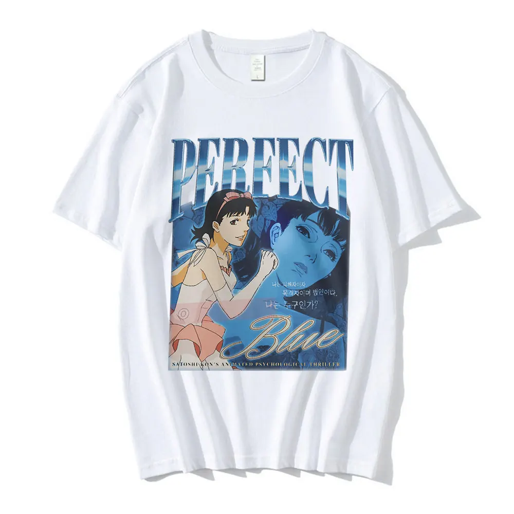 

Anime Perfect Blue Graphic Girl T-Shirt Men's Funny Manga Short Sleeve T-shirts Casual Gothic Cotton Clothes Tee Shirt Unisex