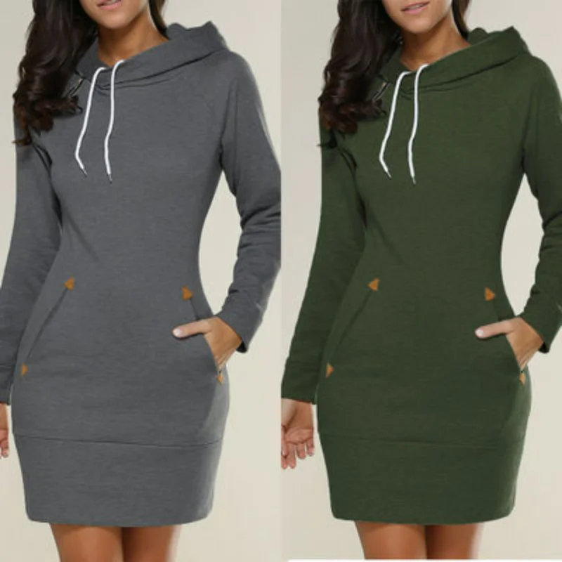 

Dress for Women 2023 Hooded High Neck Long Sleeve Dress Women Solid Color Long Sleeve Bodycon Dress