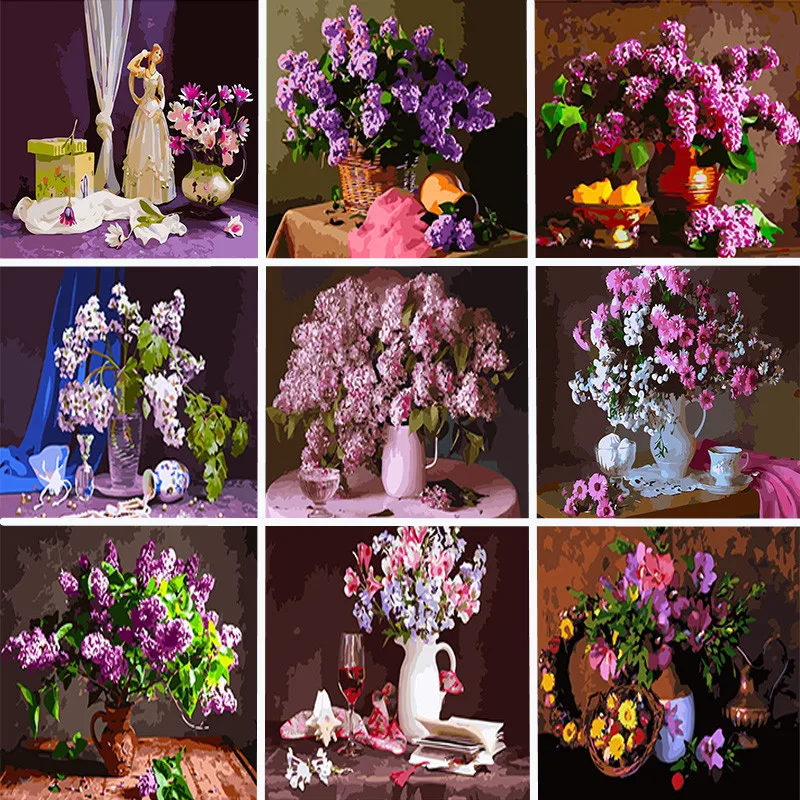 

Oil Paint By Numbers Flower Kits Drawing Canvas Handpainted Home Decor DIY Hand Painted Figure Oil Painting Kids Gift 40x50cm