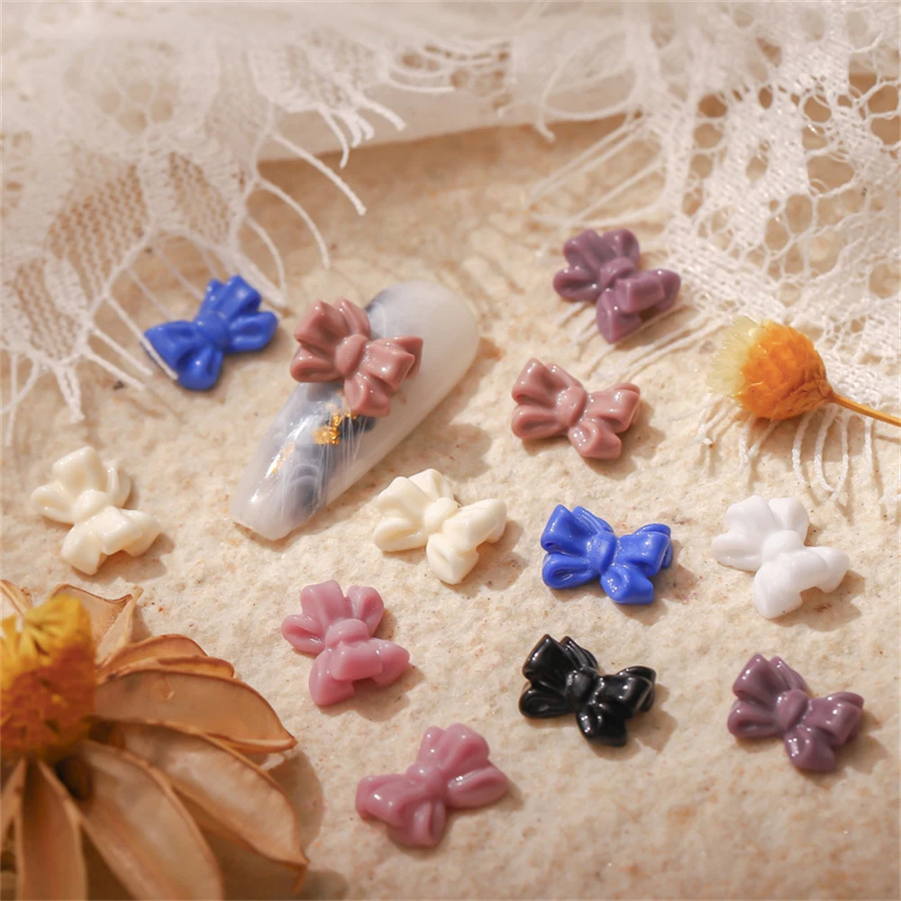 

50pcs Jelly Candy Color Bows Nail Charm 3D Cream Sweet Candy Bows Nail Jewelry Decoration DIY Kawaii Manicure Accessories