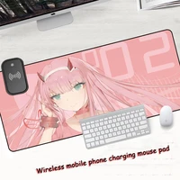 mrgbest zero two darling in the franxx wireless charging mousepad mouse mat anime deskmat carpet computer table laptop gaming