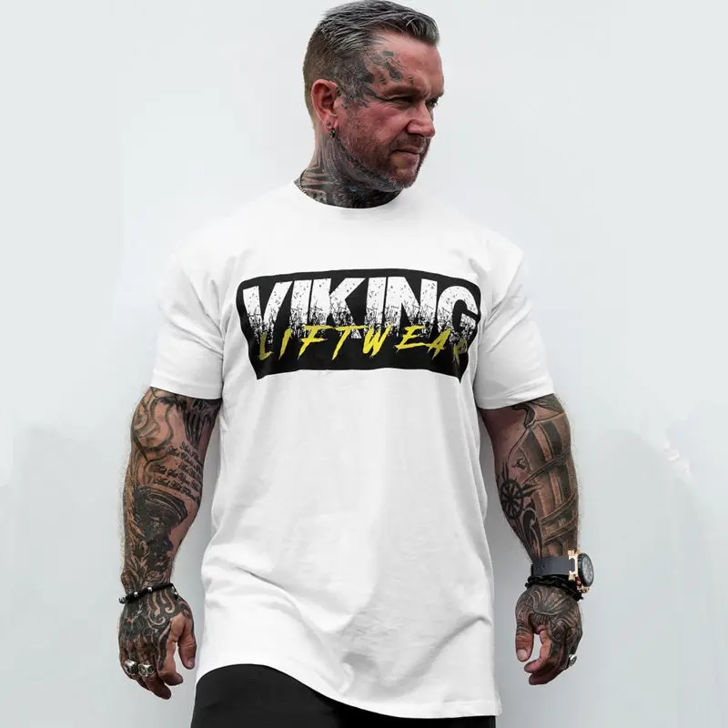 Мужская Повседневная модная черная футболка с принтом для спортзала фитнеса